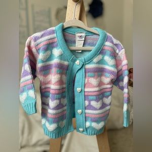 Vintage pastel colored heart cardigan